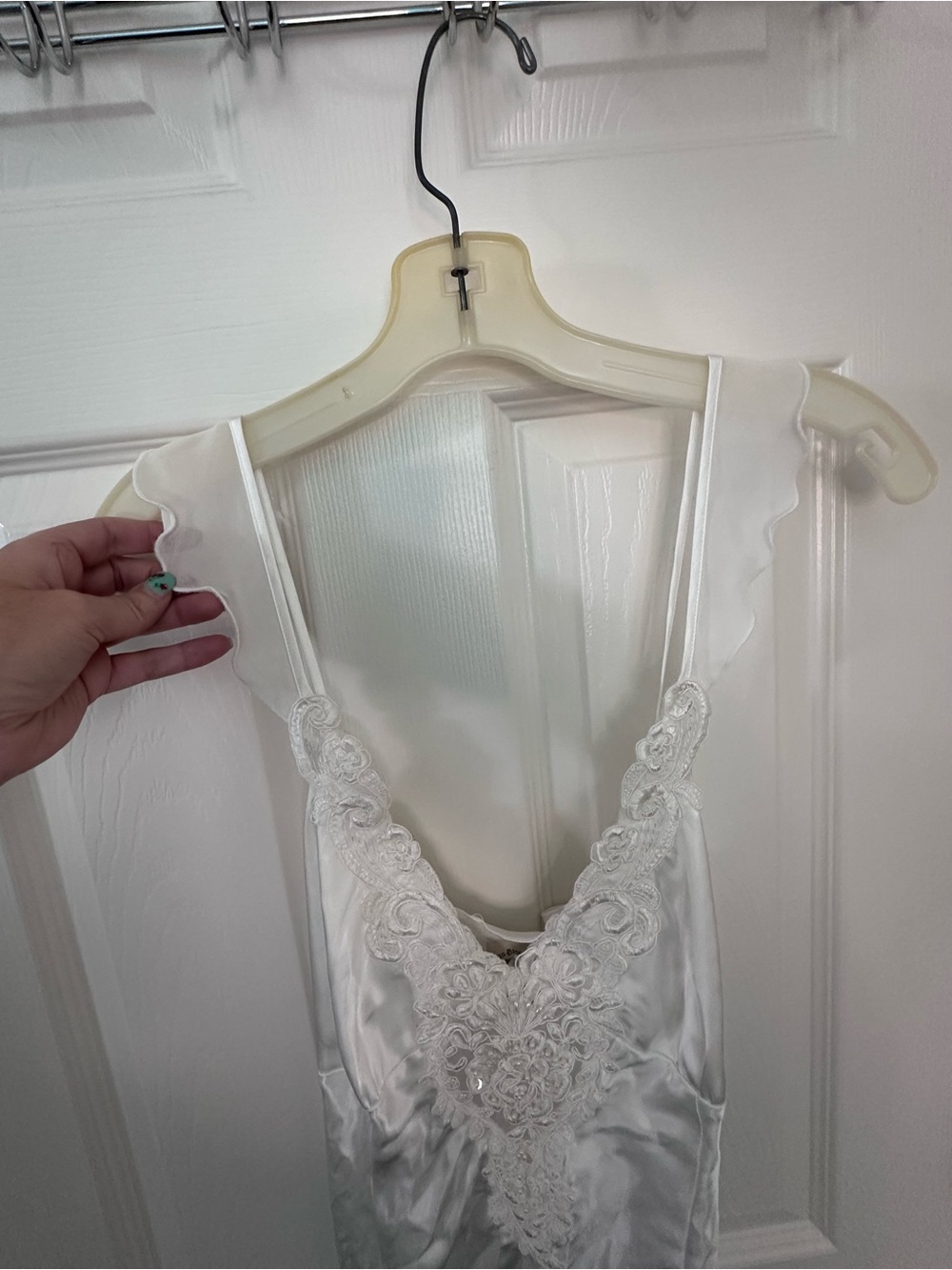 In Bloom by Jonquil White Satin Lace Chemise Nightgown Large - Picture 6 of 11